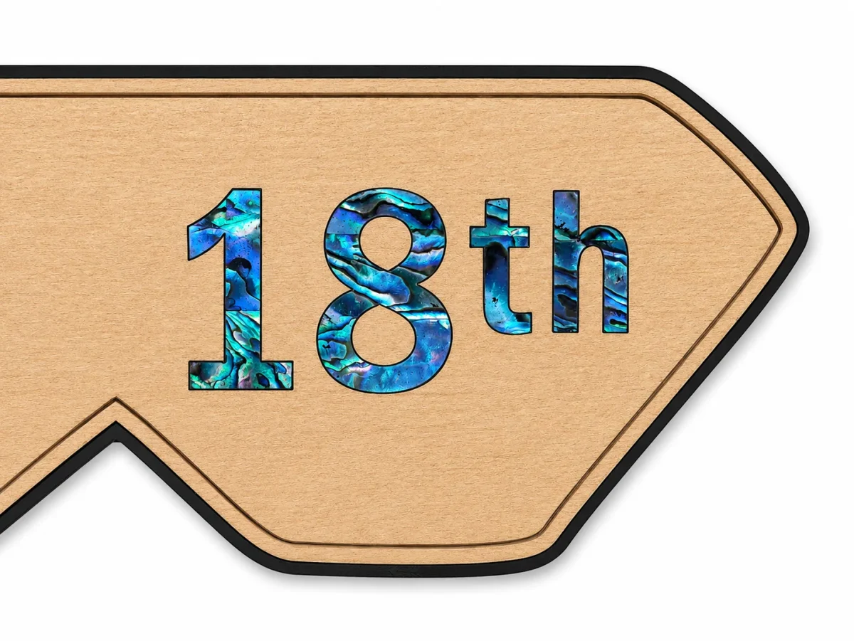 18th Birthday New Zealand Rimu Key with Paua Inlay – 21PP-18