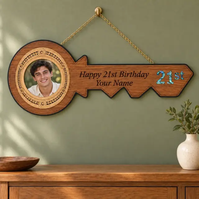 21st Birthday New Zealand Rimu Key with Paua Inlay – 21PP-21