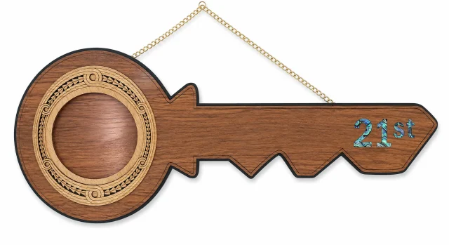 21st Birthday New Zealand Rimu Key with Paua Inlay – 21PP-21