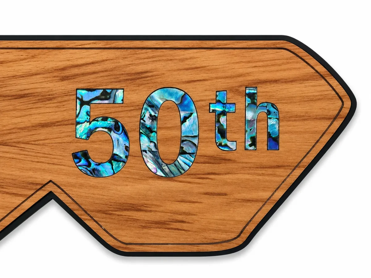 50th Birthday New Zealand Rimu Key with Paua Inlay – 21PP-50