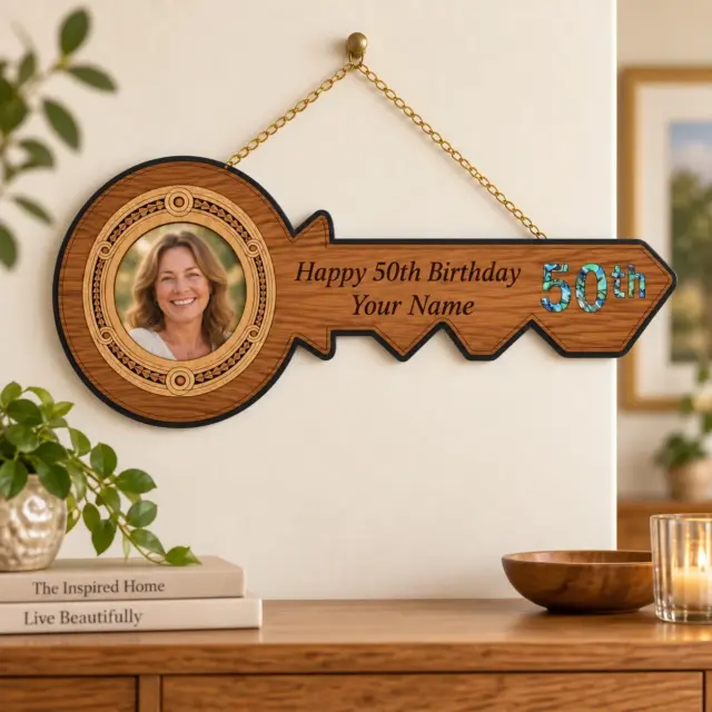 50th Birthday New Zealand Rimu Key with Paua Inlay – 21PP-50
