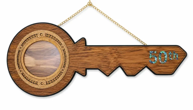 50th Birthday New Zealand Rimu Key with Paua Inlay – 21PP-50