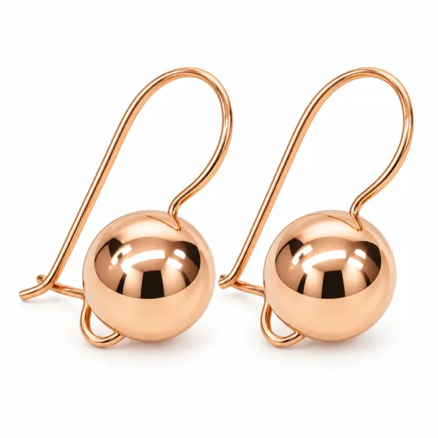 9ct Rose Gold 11mm Spinning Euroball Earrings