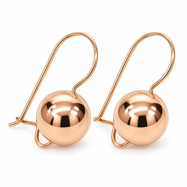 9ct Rose Gold 11mm Spinning Euroball Earrings