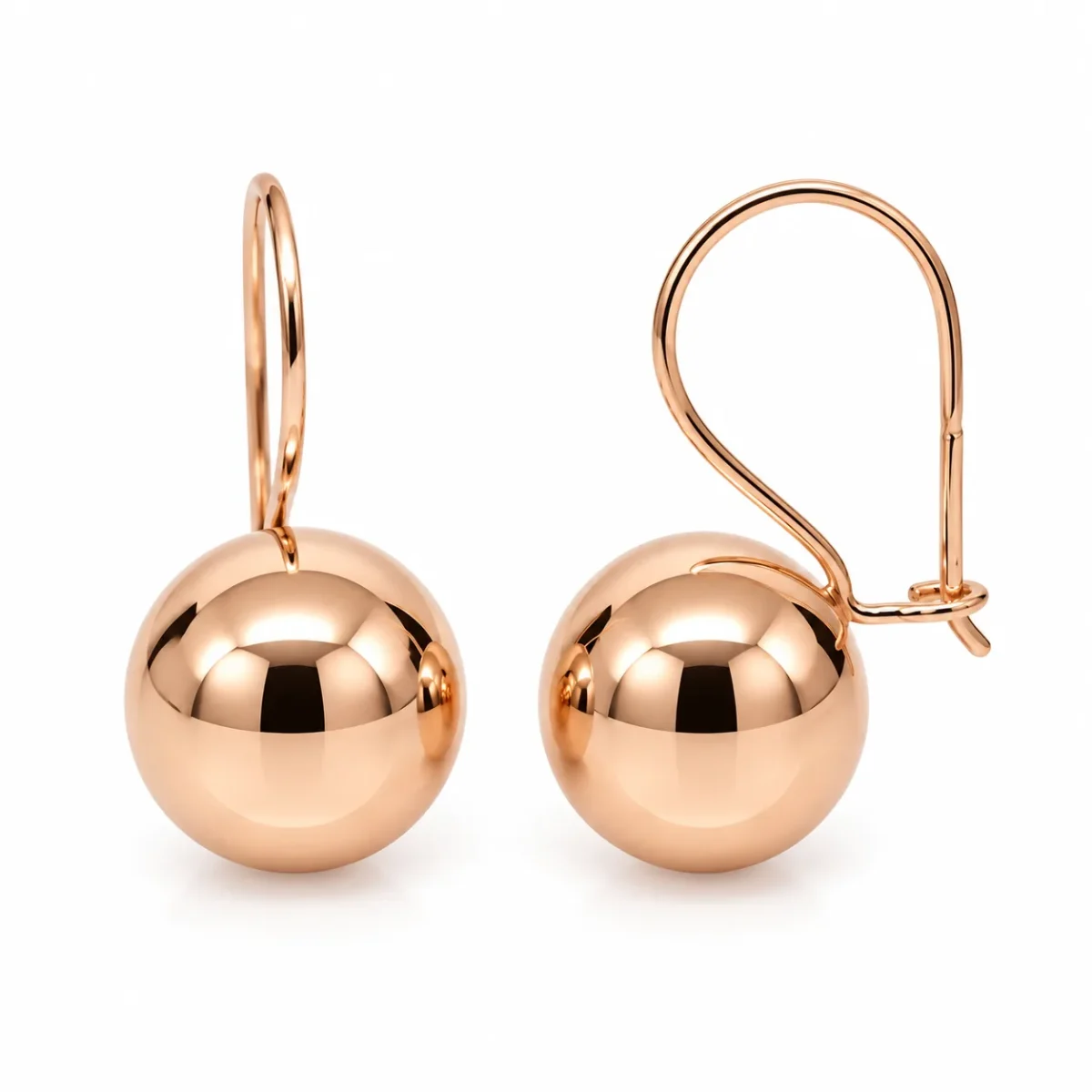 9ct Rose Gold 12.5mm Fixed Euroball Earrings
