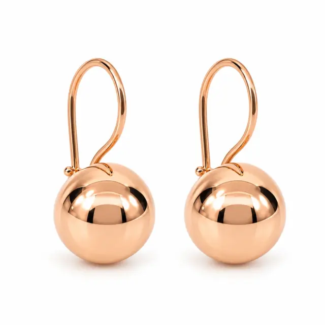 9ct Rose Gold 12.5mm Fixed Euroball Earrings