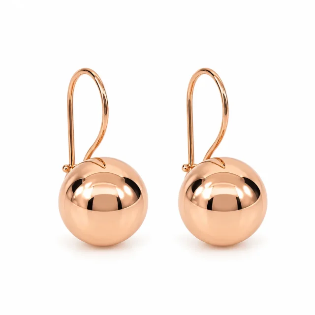 9ct Rose Gold 12.5mm Fixed Euroball Earrings