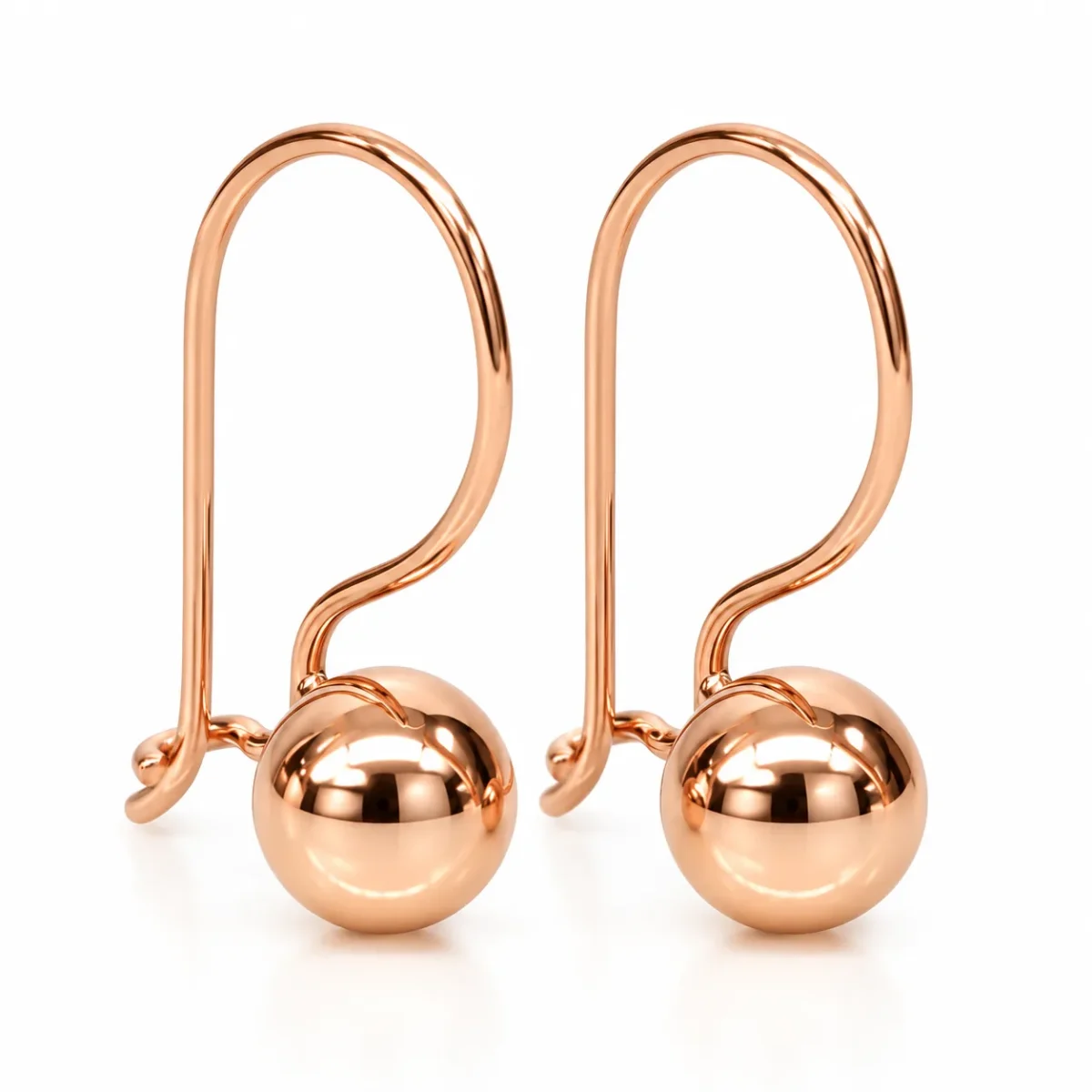 9ct Rose Gold 6mm Fixed Euroball Earrings