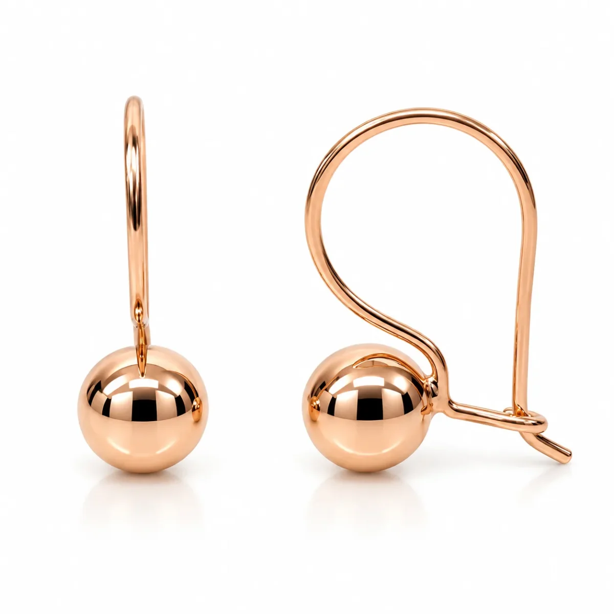 9ct Rose Gold 6mm Fixed Euroball Earrings