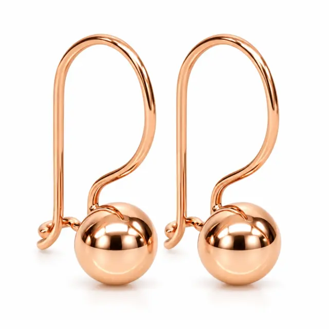 9ct Rose Gold 6mm Fixed Euroball Earrings