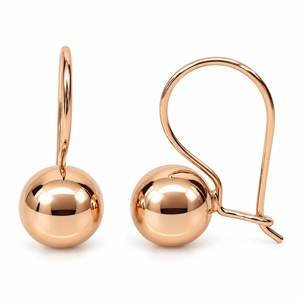 9ct Rose Gold 8mm Fixed Euroball Earrings