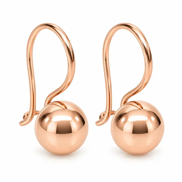 9ct Rose Gold 8mm Fixed Euroball Earrings