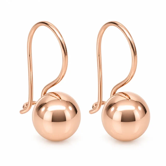 9ct Rose Gold 8mm Fixed Euroball Earrings