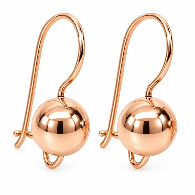 9ct Rose Gold 8mm Spinning Euroball Earrings