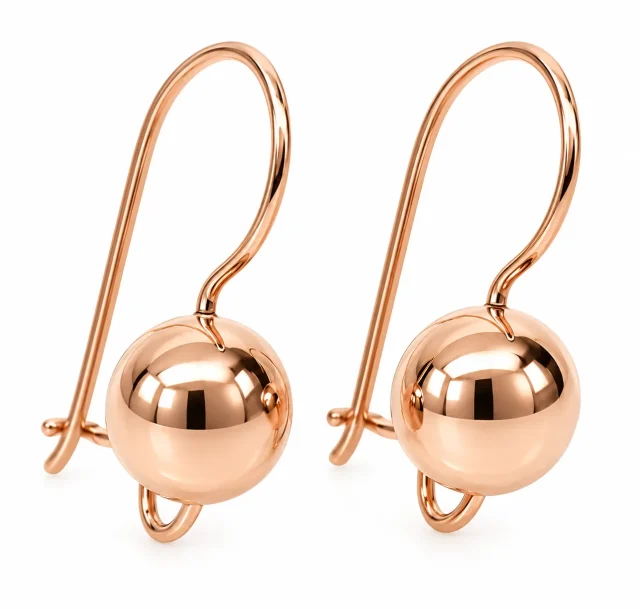 9ct Rose Gold 8mm Spinning Euroball Earrings