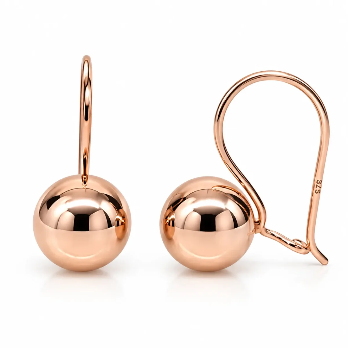 9ct Rose Gold 9.5mm Fixed Euroball Earrings