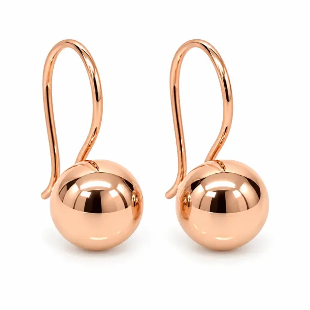 9ct Rose Gold 9.5mm Fixed Euroball Earrings