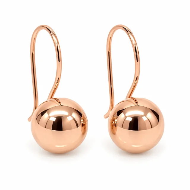 9ct Rose Gold 9.5mm Fixed Euroball Earrings
