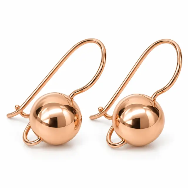 9ct Rose Gold 9.5mm Spinning Euroball Earrings