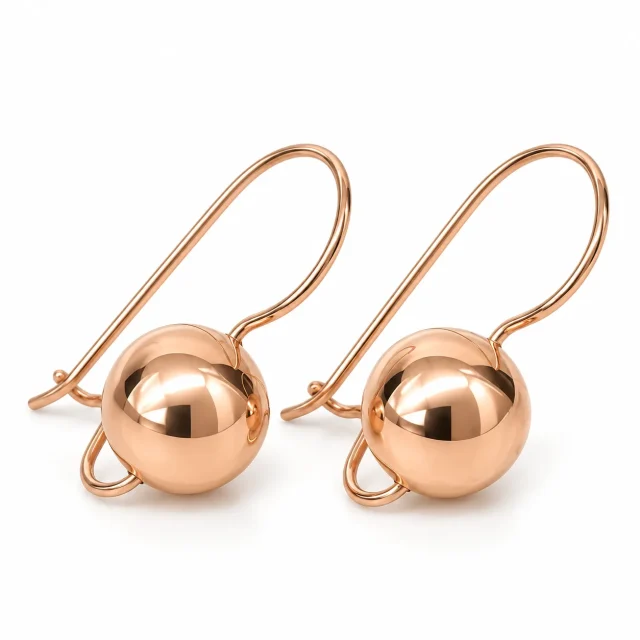 9ct Rose Gold 9.5mm Spinning Euroball Earrings