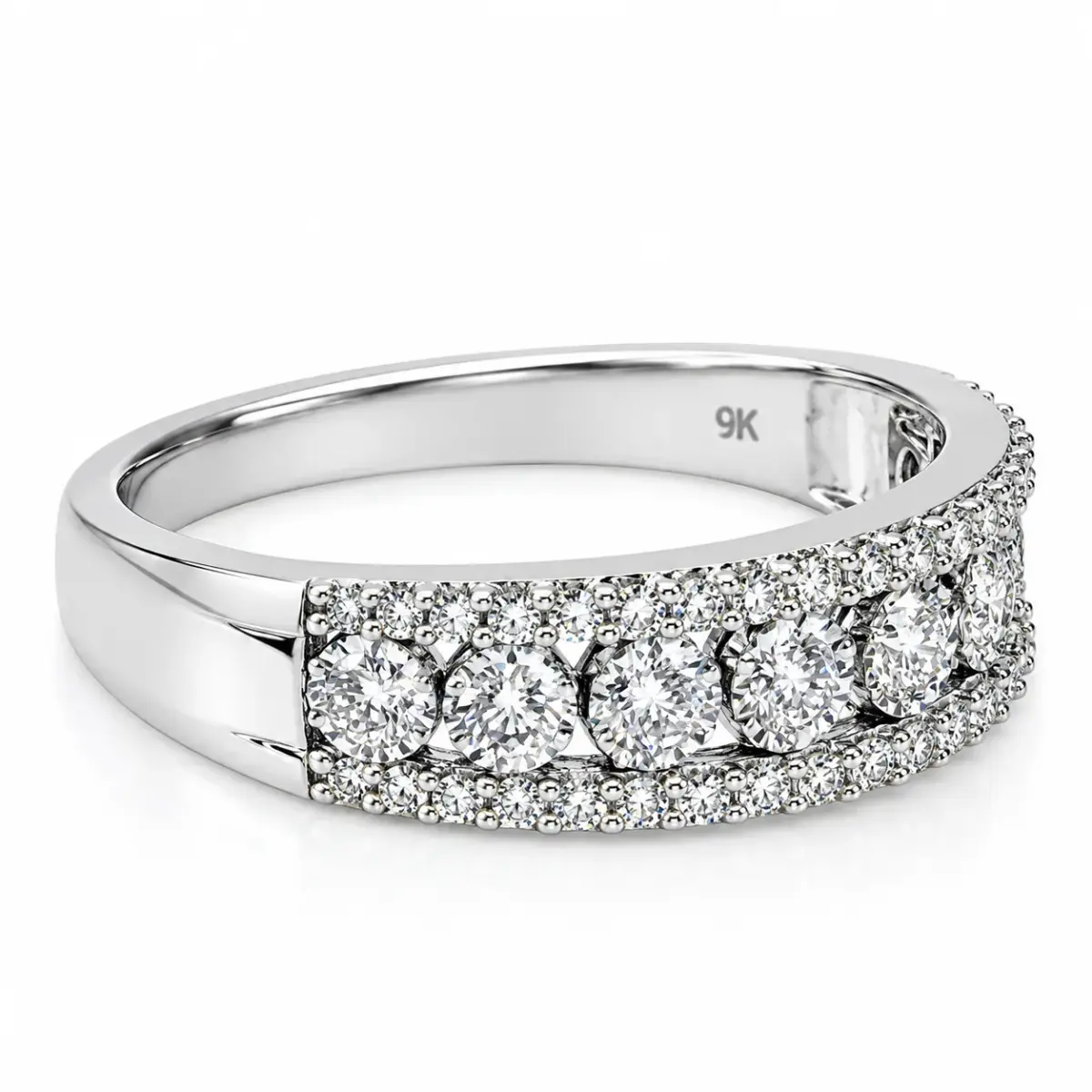 9ct White Gold 0.50ct Natural Diamond Multi-Row Band - R40335-050