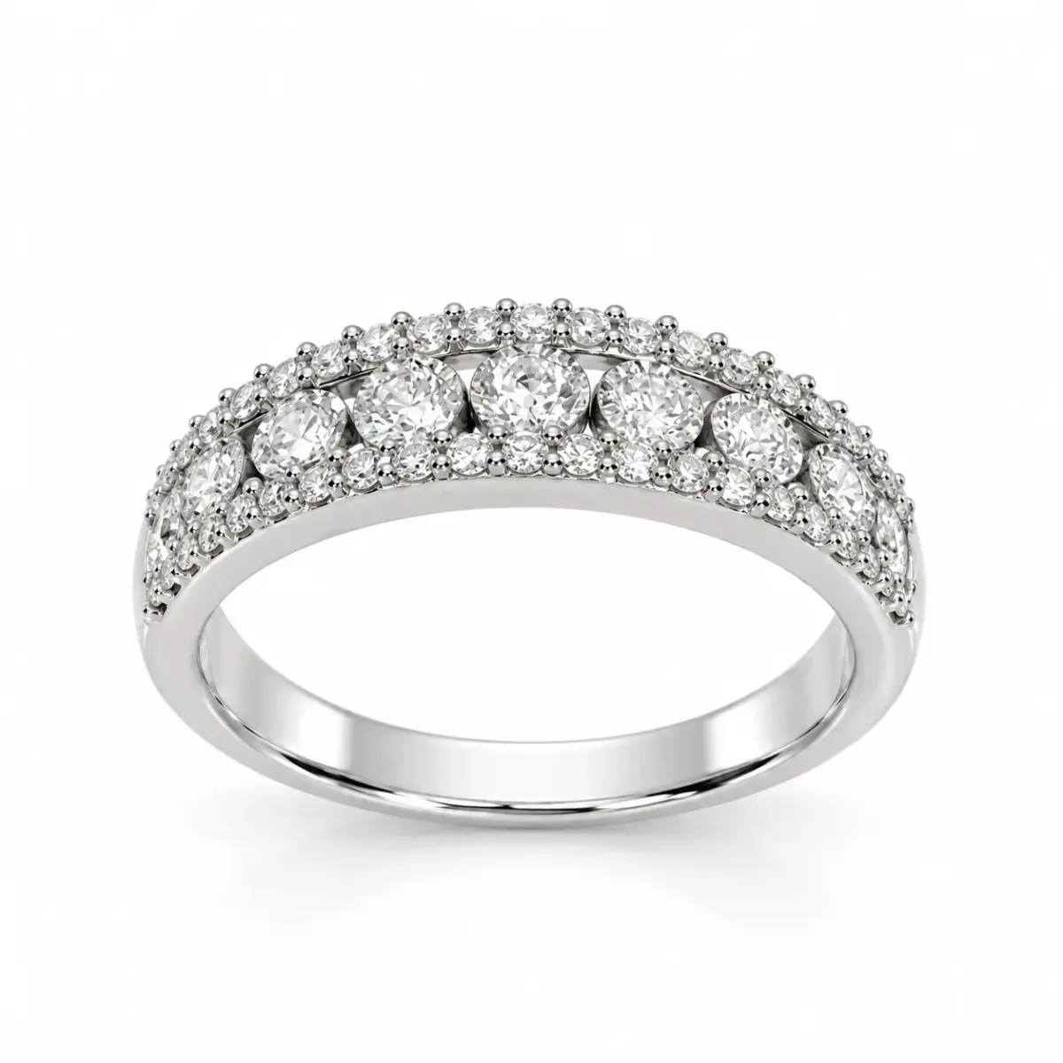9ct White Gold 0.50ct Natural Diamond Multi-Row Band - R40335-050