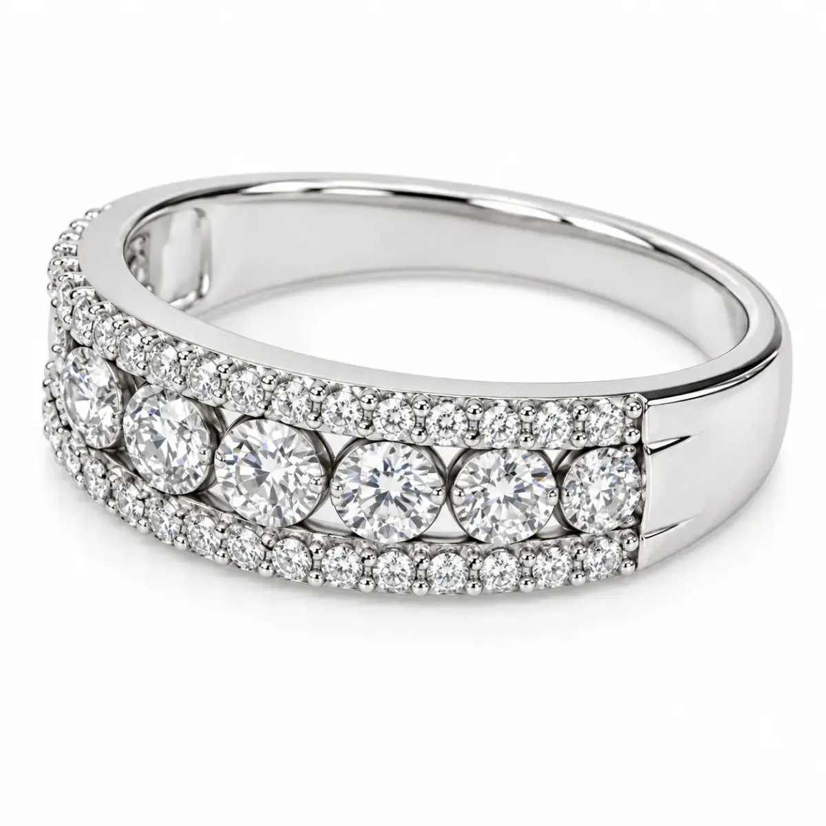 9ct White Gold 0.50ct Natural Diamond Multi-Row Band - R40335-050