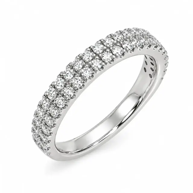 9ct White Gold 0.50ct TDW Lab-Grown Diamond Double Row Band – F/VS - LGRG54120