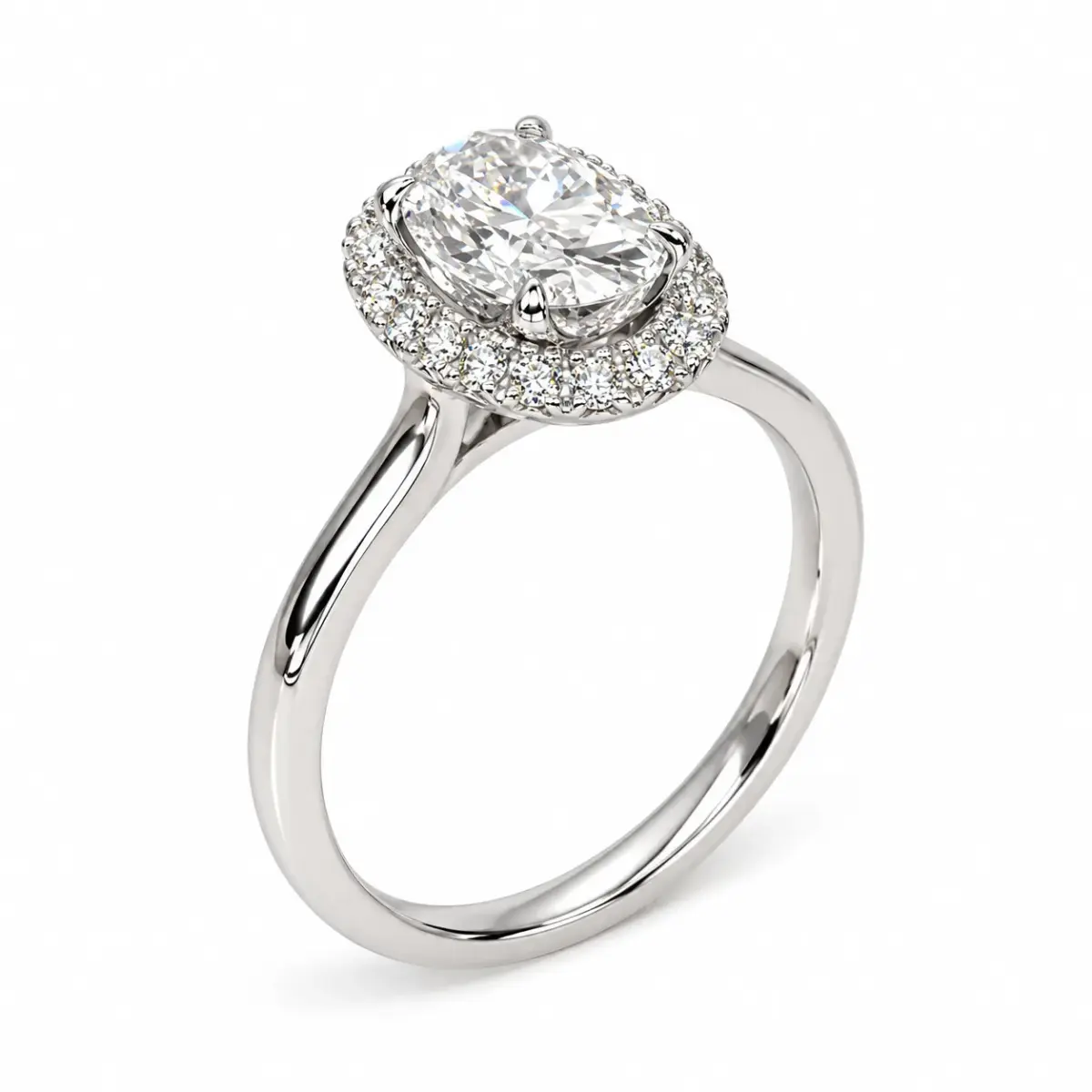 9ct White Gold 1.15ct Lab-Grown Diamond Oval Halo Engagement Ring – F Colour, VS Clarity - LGRE24878
