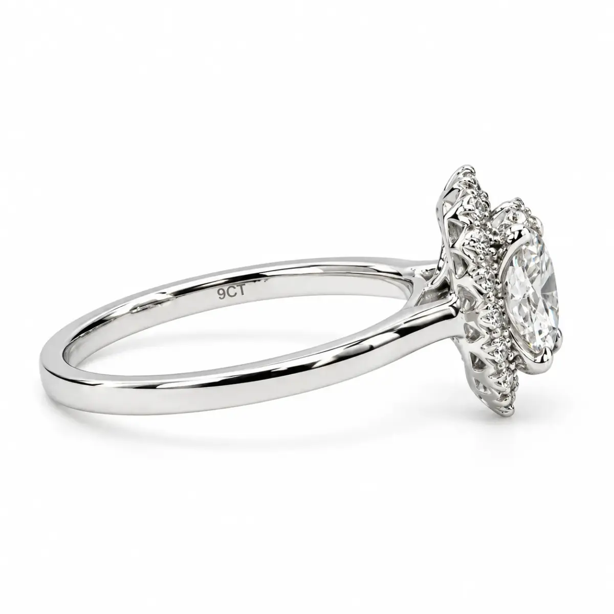 9ct White Gold 1.15ct Lab-Grown Diamond Oval Halo Engagement Ring – F Colour, VS Clarity - LGRE24878
