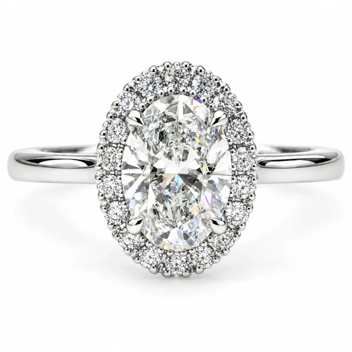 9ct White Gold 1.15ct Lab-Grown Diamond Oval Halo Engagement Ring – F Colour, VS Clarity - LGRE24878