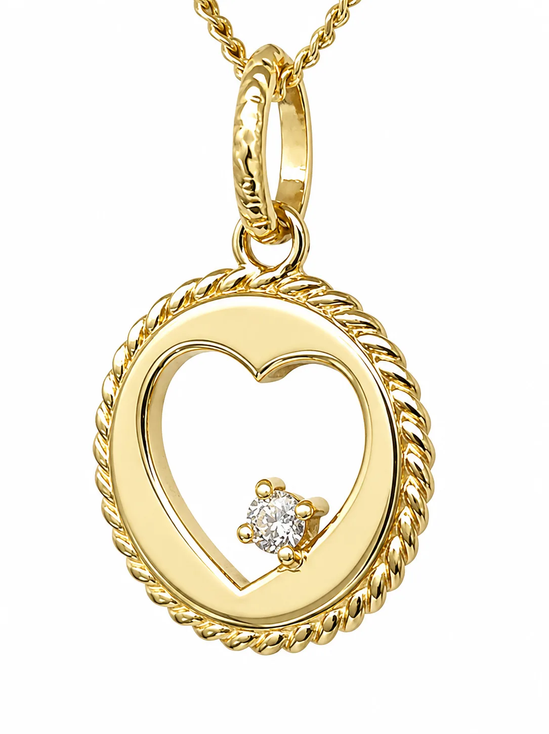 9ct Yellow Gold 0.05ct Natural Diamond Open Heart Pendant – NZ Made - 9P0095