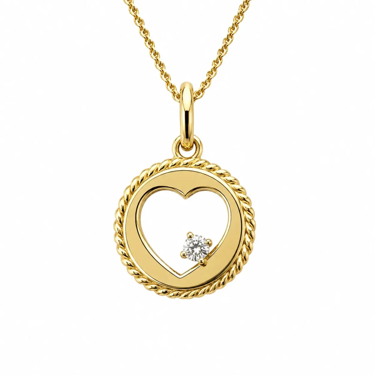9ct Yellow Gold 0.05ct Natural Diamond Open Heart Pendant – NZ Made - 9P0095