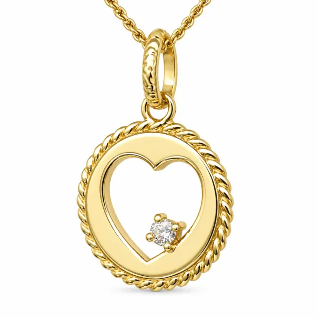 9ct Yellow Gold 0.05ct Natural Diamond Open Heart Pendant – NZ Made - 9P0095