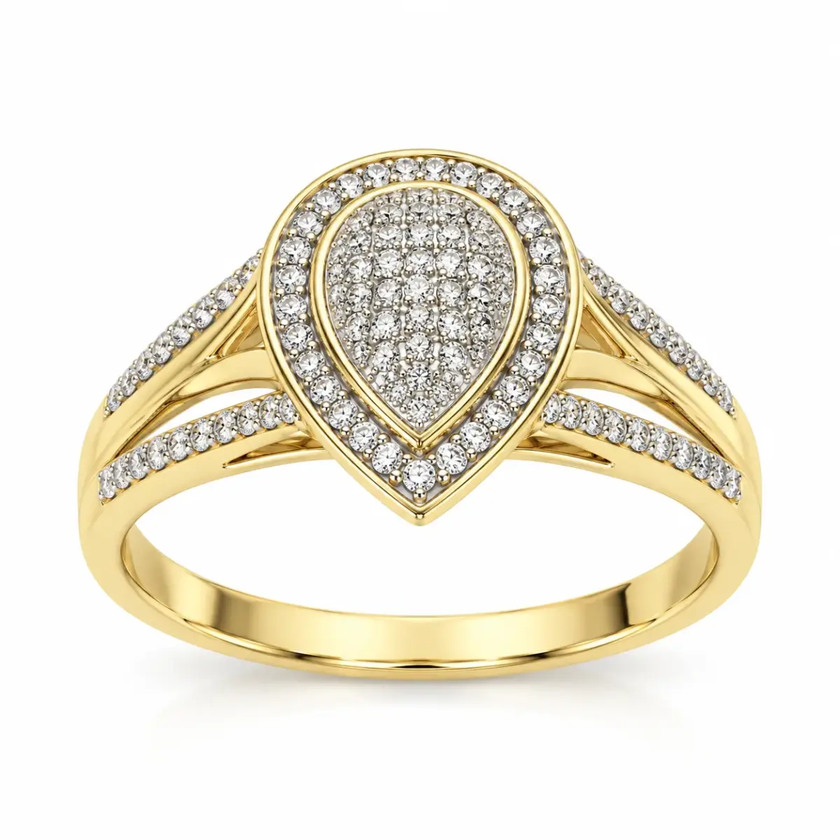 9ct Yellow Gold 0.20ct Natural Diamond Pear-Shaped Cluster Ring - IGR38028-020