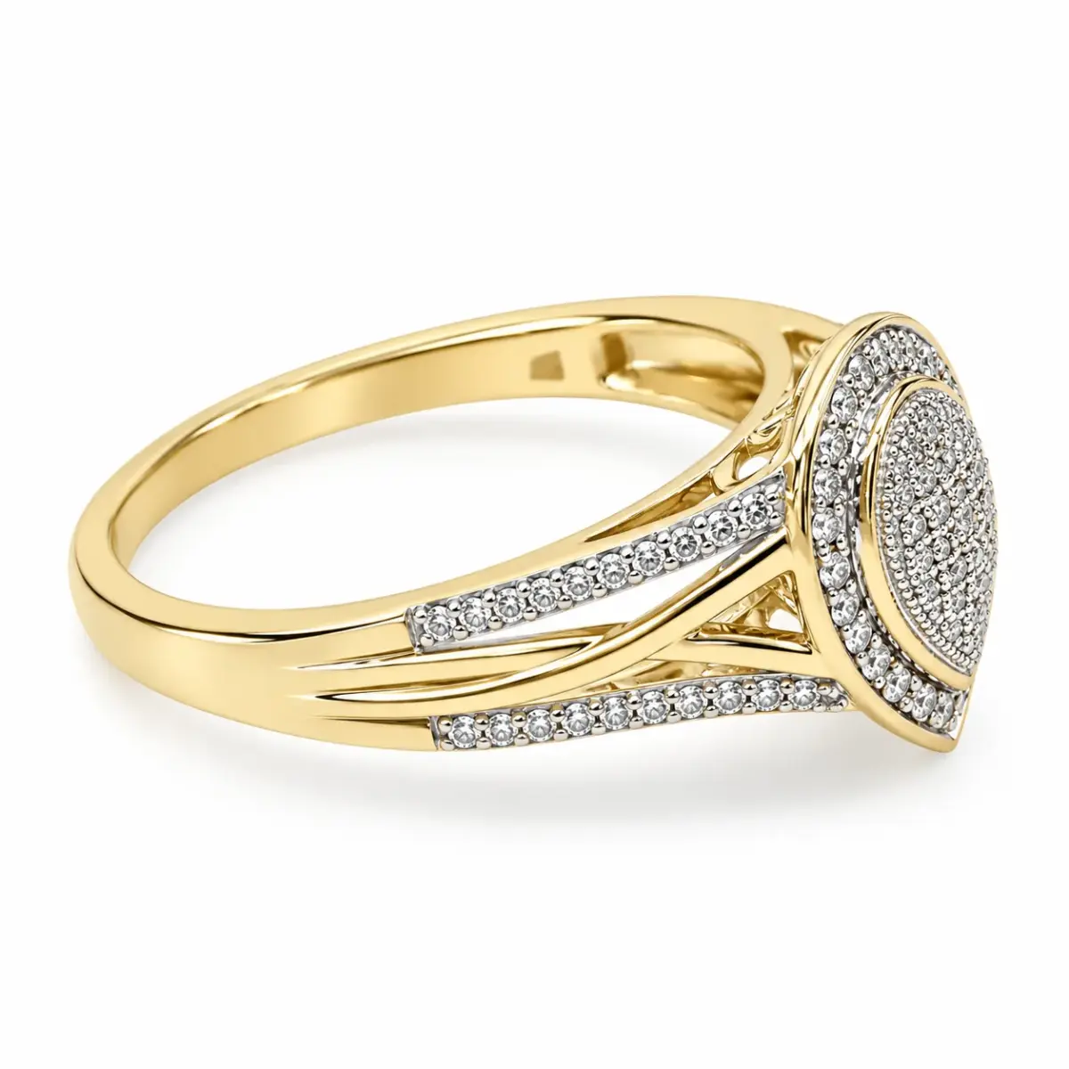 9ct Yellow Gold 0.20ct Natural Diamond Pear-Shaped Cluster Ring - IGR38028-020