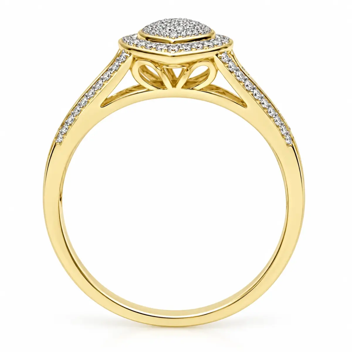 9ct Yellow Gold 0.20ct Natural Diamond Pear-Shaped Cluster Ring - IGR38028-020