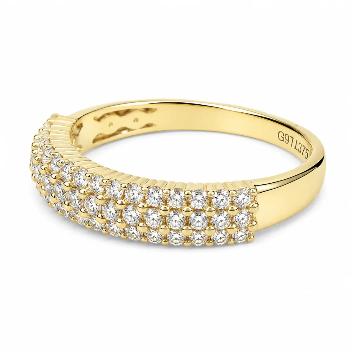 9ct Yellow Gold 0.53ct Lab-Grown Diamond Pavé Ring - AURG1086