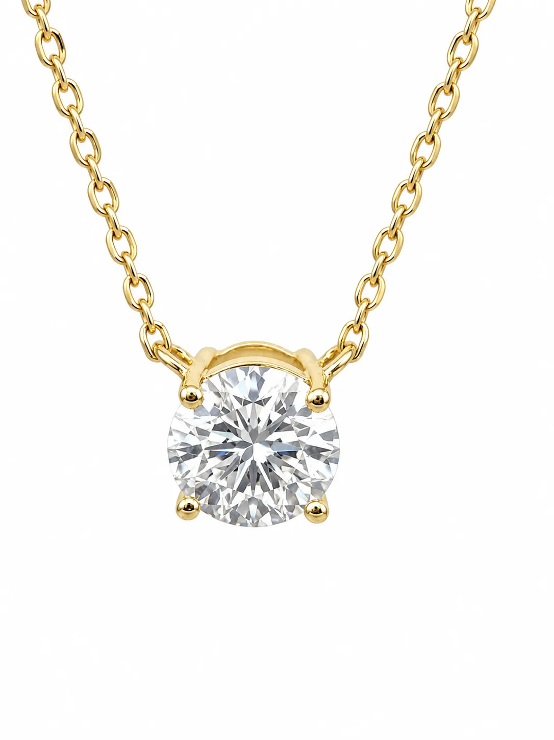 9ct Yellow Gold 1.00ct Round Lab-Grown Diamond Solitaire Pendant & Chain - 9YLN1009U