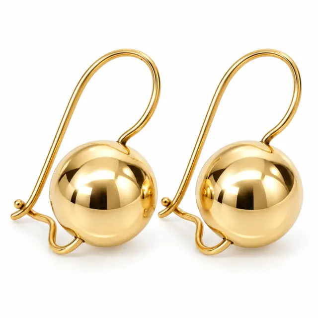 9ct Yellow Gold 11mm Spinning Euroball Earrings