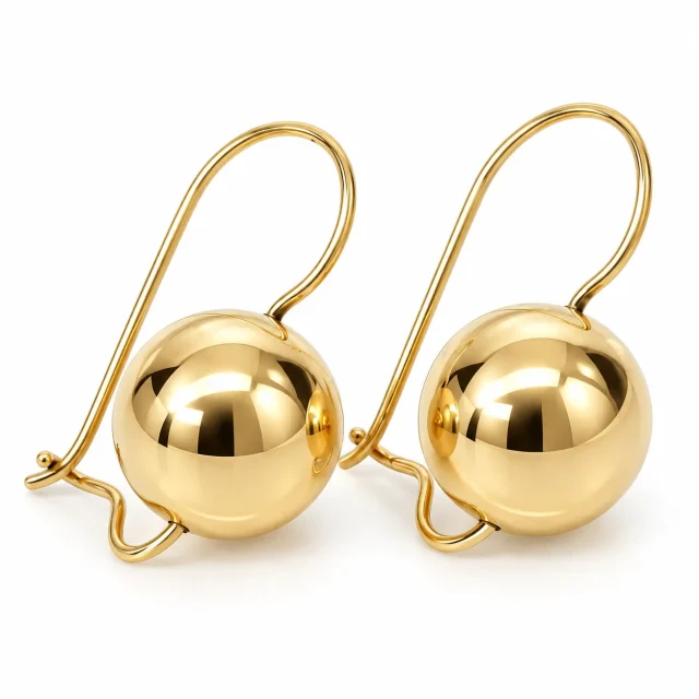 9ct Yellow Gold 11mm Spinning Euroball Earrings