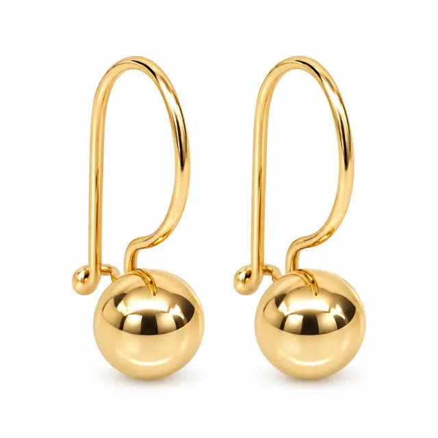 9ct Yellow Gold 6mm Fixed Euroball Earrings