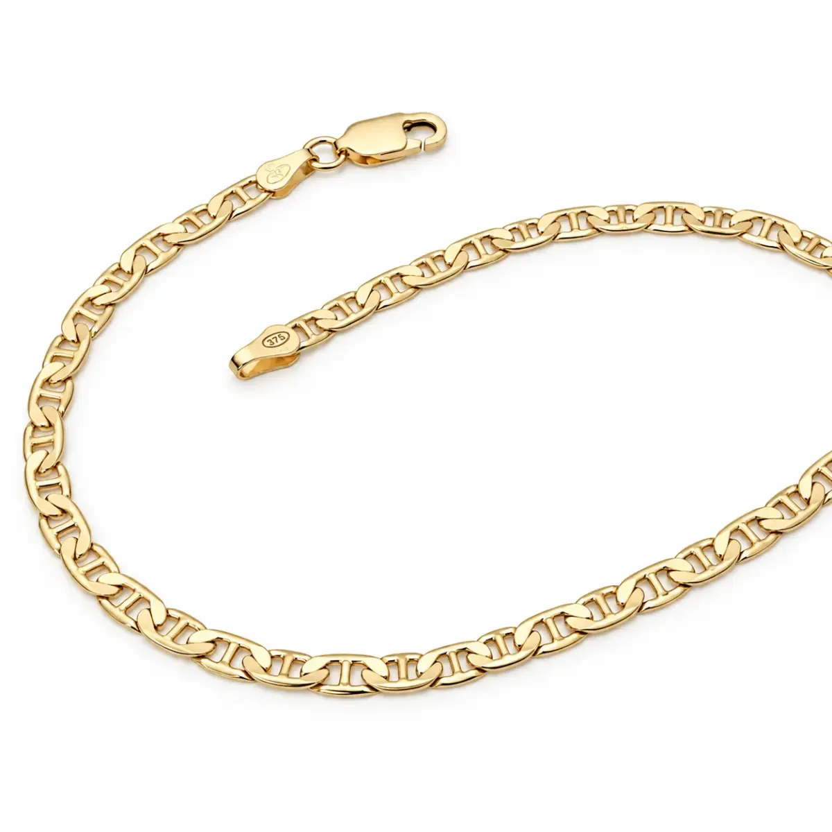 9ct Yellow Gold 80 Gauge Solid Anchor Link Bracelet – 21cm | 3.50g | Made in New Zealand - 9YBAND80-21CM