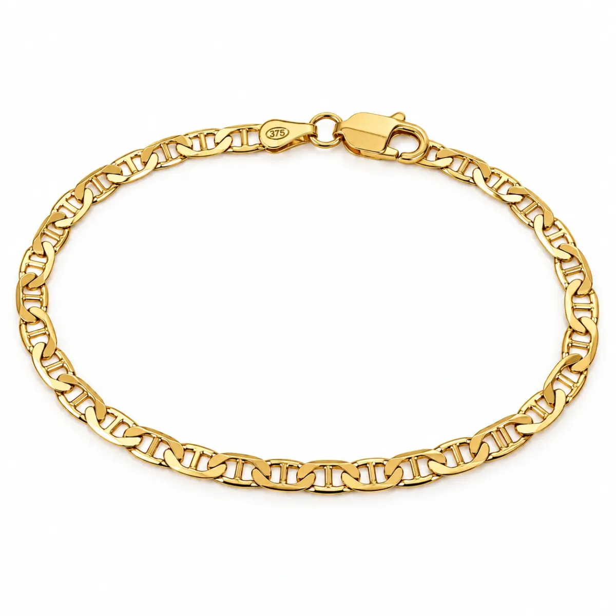 9ct Yellow Gold 80 Gauge Solid Anchor Link Bracelet – 21cm | 3.50g | Made in New Zealand - 9YBAND80-21CM