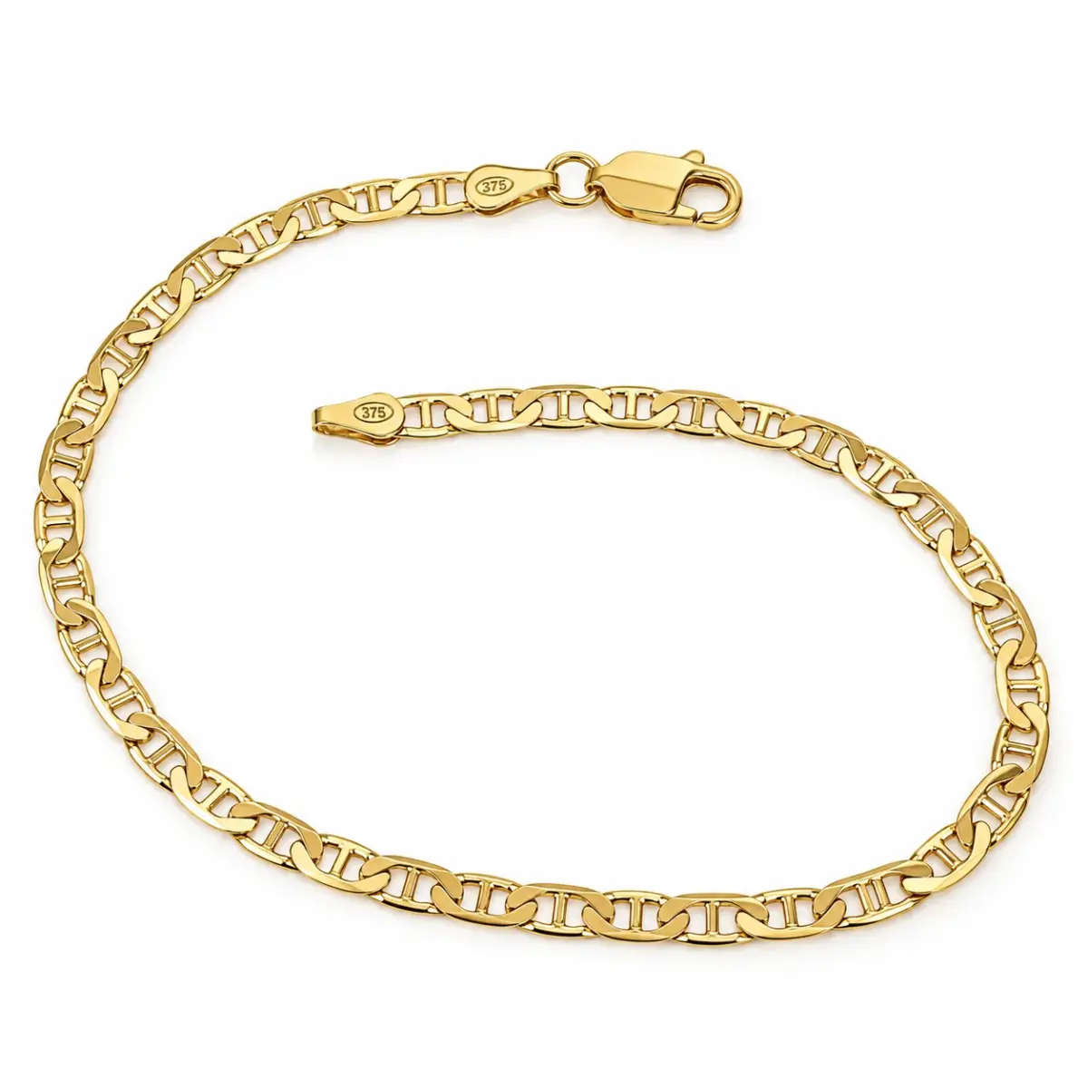 9ct Yellow Gold 80 Gauge Solid Anchor Link Bracelet – 21cm | 3.50g | Made in New Zealand - 9YBAND80-21CM