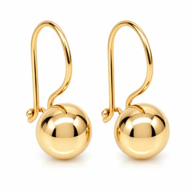 9ct Yellow Gold 8mm Fixed Euroball Earrings