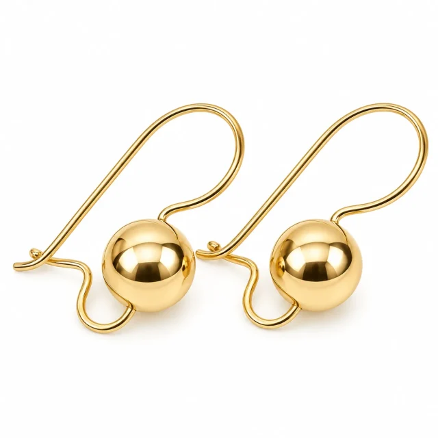 9ct Yellow Gold 8mm Spinning Euroball Earrings