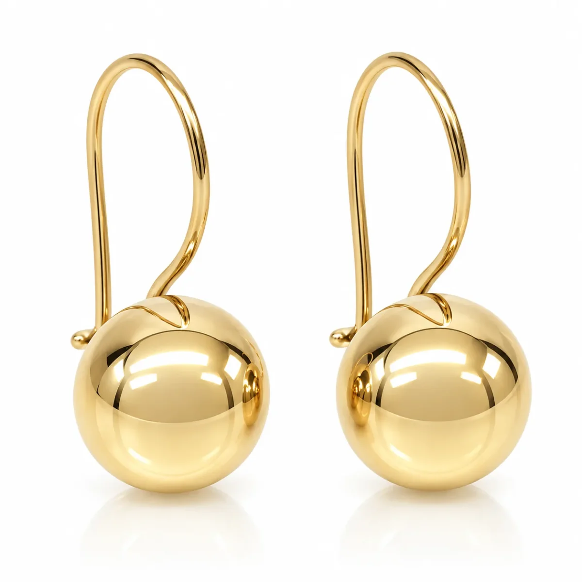 9ct Yellow Gold 9.5mm Fixed Euroball Earrings