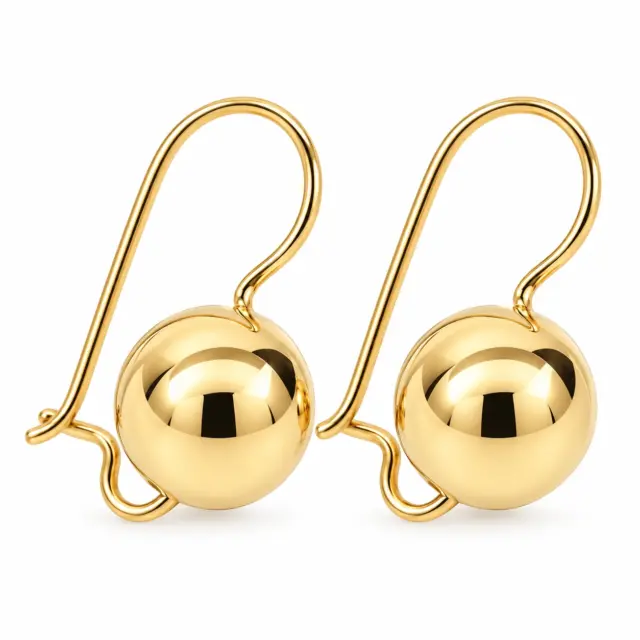 9ct Yellow Gold 9.5mm Spinning Euroball Earrings