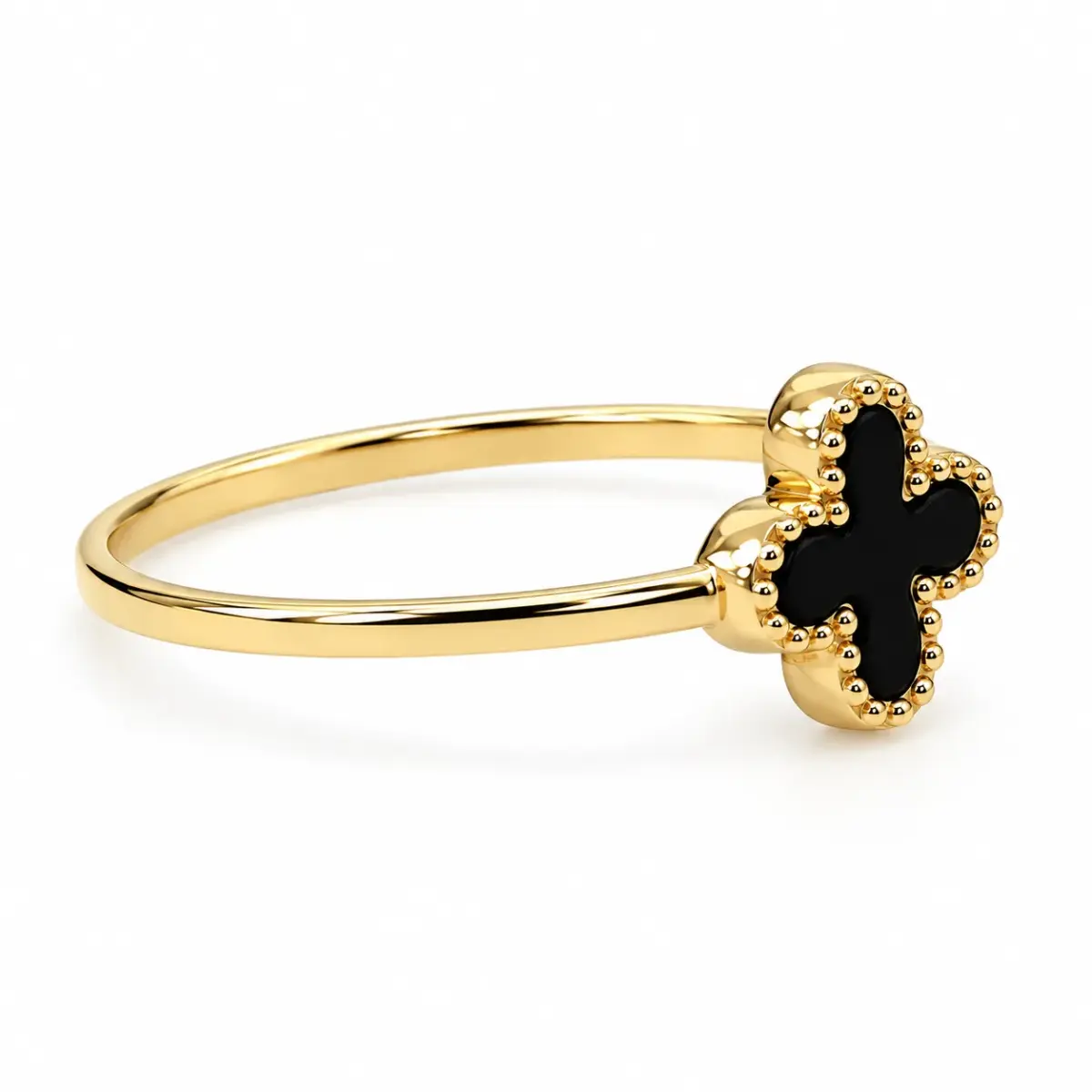 9ct Yellow Gold Black Onyx Clover Ring - 9YR0458OX